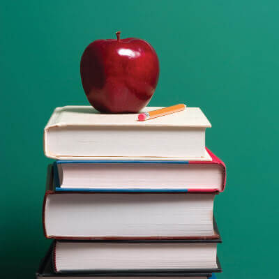 Apple, Pencil and Books