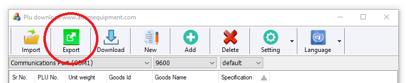 Click export to export your plu to an excel file Click export to export your plu to an excel file